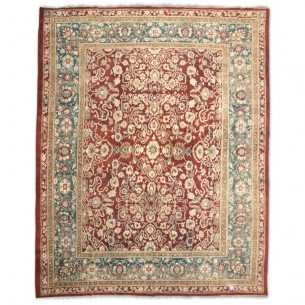 Alfombra antigua Agra India 4,30 x 3,60 m hecha a mano en lana